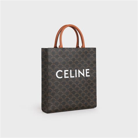 celine small cabas vertical in triomphe canvas|CELINE Triomphe Canvas Calfskin Small Vertical .